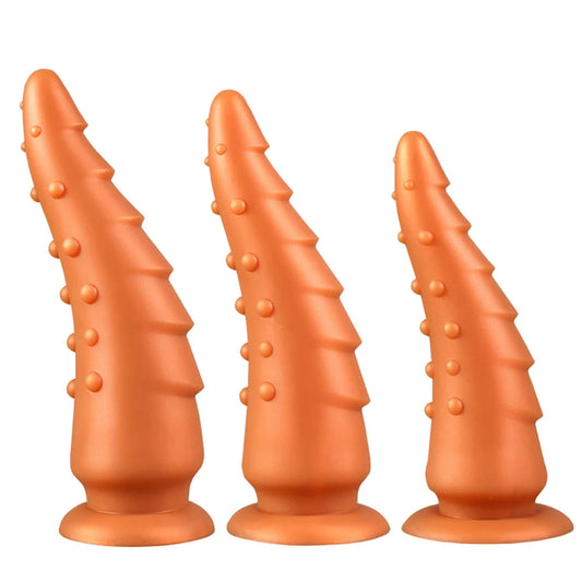 Big Monster Dildo Anal Plug - Realistic Gold Knotted Dildos Silicone Tentacle Anal Toys