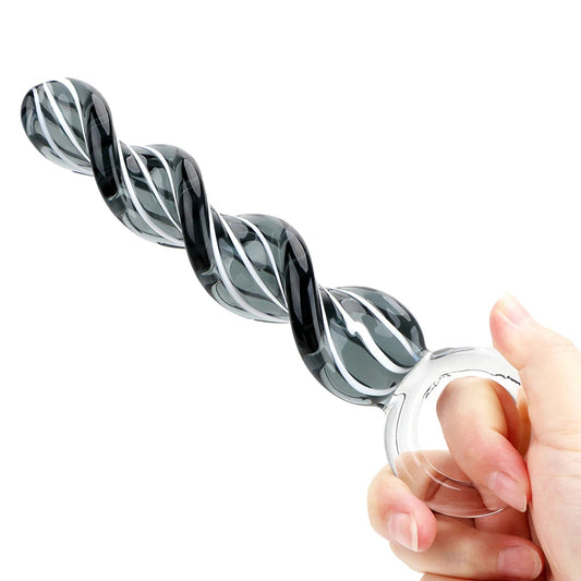 Godemichet anal en verre spiralé - Masseur de prostate avec gode anal en cristal