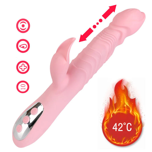 Clit Clamps Thursting Vibrator - Realistic Dildo Heat Sex Toys for Women