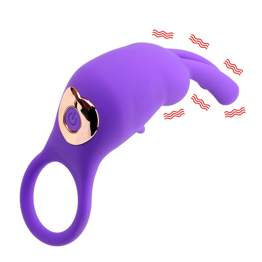 Vibrating Cock Ring Clit Stimulator - Rabbit Clitoral Vibrator Couple Sex Toys