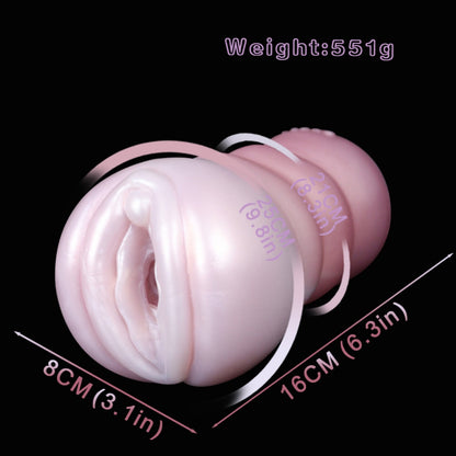 Handheld Realistic Pocket Pussy-Spiral Texture Silicone Blowjob Male Sex Toy