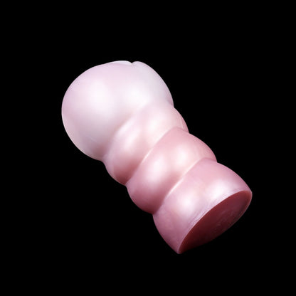 Handheld Realistic Pocket Pussy-Spiral Texture Silicone Blowjob Male Sex Toy