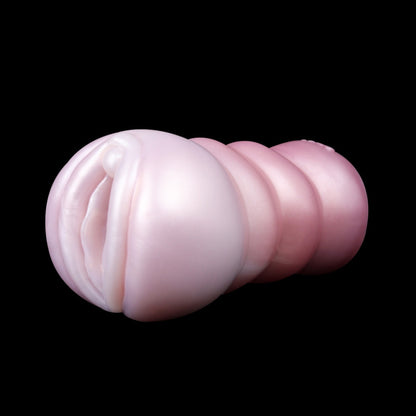 Handheld Realistic Pocket Pussy-Spiral Texture Silicone Blowjob Male Sex Toy