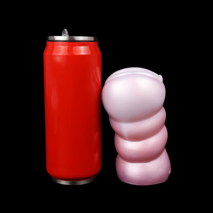 Handheld Realistic Pocket Pussy-Spiral Texture Silicone Blowjob Male Sex Toy