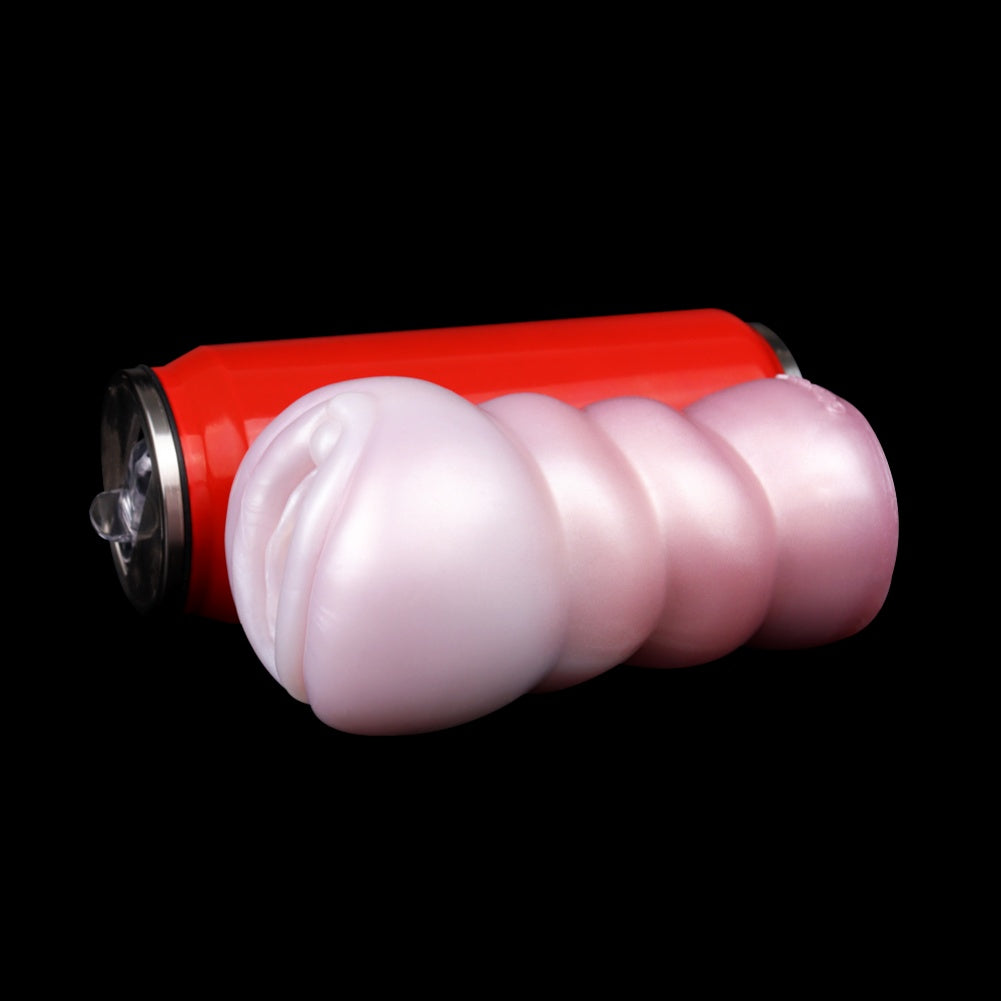 Handheld Realistic Pocket Pussy-Spiral Texture Silicone Blowjob Male Sex Toy