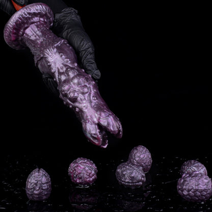 Domlust Fantasy Alien Ovipositor Dildo – Platinum Silicone Creature Cock Oviposition Hands-Free Suction Cup Sex Toy