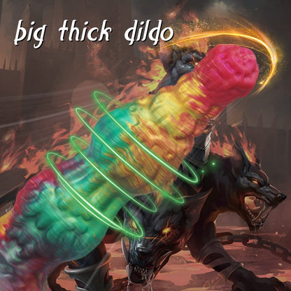 Fantasy Dog Dildo with Silicone Suction Cup: Double Knot Vaginal & Anal Dilation Toy