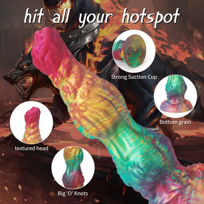 Fantasy Dog Dildo with Silicone Suction Cup: Double Knot Vaginal & Anal Dilation Toy