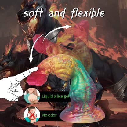 Fantasy Dog Dildo with Silicone Suction Cup: Double Knot Vaginal & Anal Dilation Toy