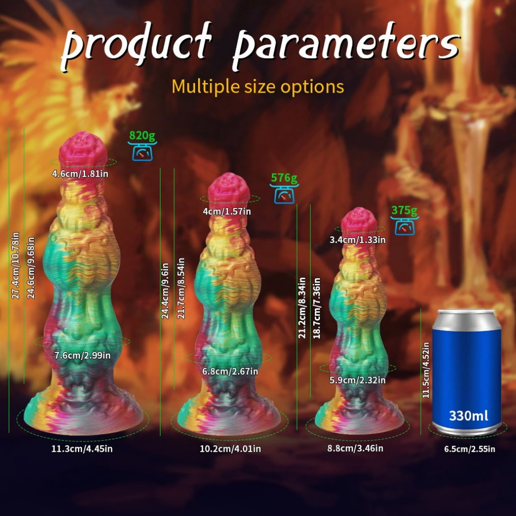 Fantasy Dog Dildo with Silicone Suction Cup: Double Knot Vaginal & Anal Dilation Toy