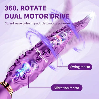 Purple Fantasy Octopus Tentacle Dildo - 360° Rotating G-Spot Vibrator for Intense Vaginal Massage
