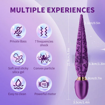 Purple Fantasy Octopus Tentacle Dildo - 360° Rotating G-Spot Vibrator for Intense Vaginal Massage