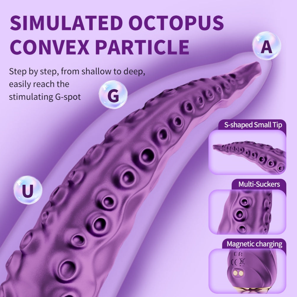 Purple Fantasy Octopus Tentacle Dildo - 360° Rotating G-Spot Vibrator for Intense Vaginal Massage