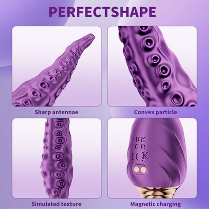 Purple Fantasy Octopus Tentacle Dildo - 360° Rotating G-Spot Vibrator for Intense Vaginal Massage