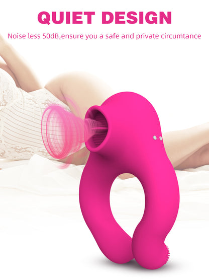 Tongue Licking Vibrator - Penis Cock Ring Male Scrotum Clit Sucking Couple Sex Toys