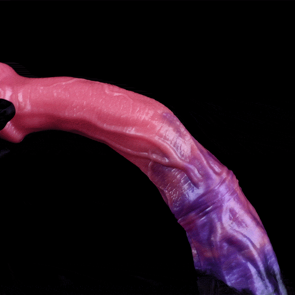 Obsidian Flame Flared Head Dual-Pour Platinum Silicone Horse Dildo with Hands-Free Vacuum Mount