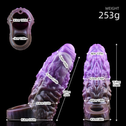 Fantasy 6 inch Penis Extender – Purple Silicone Cock Sleeve for Hardened Control