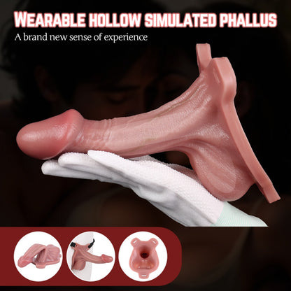 7,28 Zoll (18,5 cm) langer Strapon-Penis-Sleeve aus realistischem Silikon – Sexspielzeug zur Verlängerung der männlichen Erektion