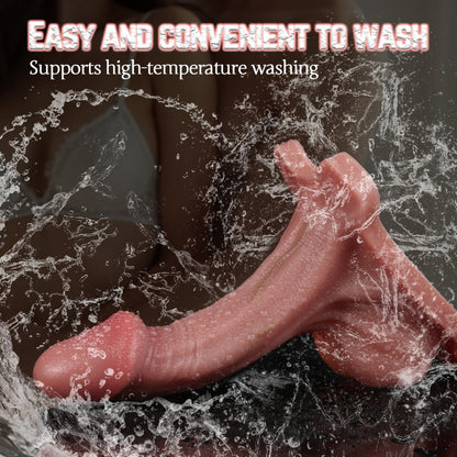 7,28 Zoll (18,5 cm) langer Strapon-Penis-Sleeve aus realistischem Silikon – Sexspielzeug zur Verlängerung der männlichen Erektion