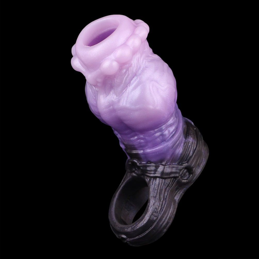 Purple Fantasy Horse Penis Sleeve-Wearable Silicone Sex Toys for Men to Extend Intimacy