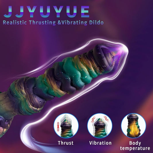 Glow-in-Dark Dragon Dildo – Telescopic Vibrating | Spiral Texture | Wireless Remote | G-Spot