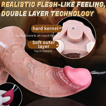 Big Testicle Realistic Squirting Dildo – Flesh-Toned Silicone Suction Cup Anal Sex Toys