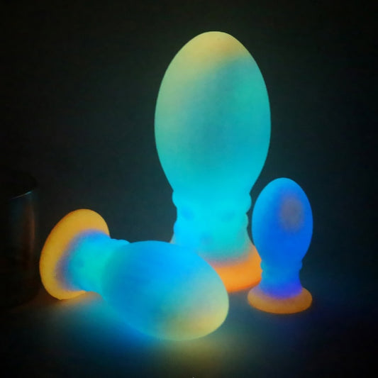 Glowing Silicone Fantasy Fist Dildo Butt Plug - Ruined Orgasm Anal Expansion BDSM Toys