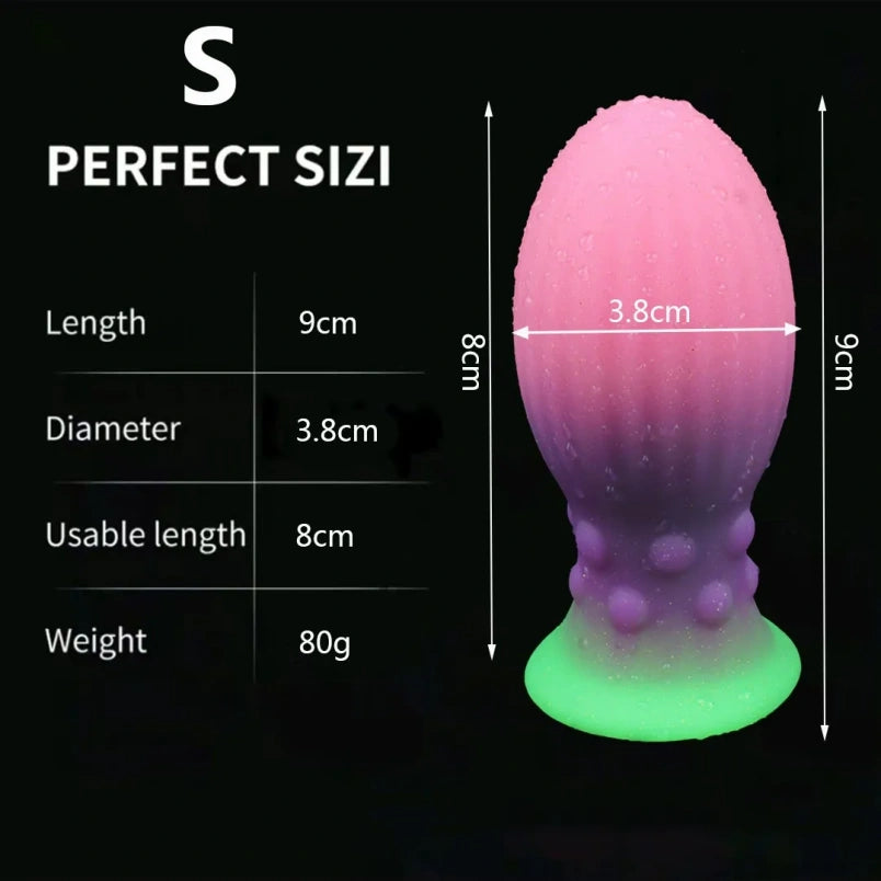 Glowing Silicone Fantasy Fist Dildo Butt Plug - Ruined Orgasm Anal Expansion BDSM Toys