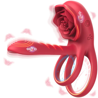 Anneau pénien vibrant en silicone pour point G – Rose, succion clitoridienne, masturbation, jouets sexuels pour couples