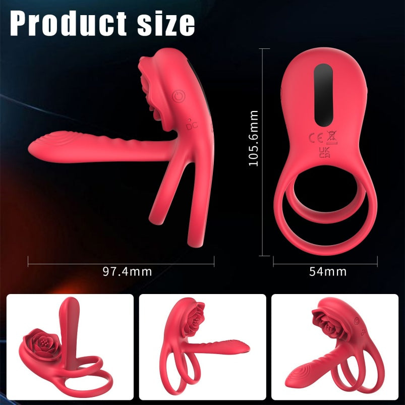 Anneau pénien vibrant en silicone pour point G – Rose, succion clitoridienne, masturbation, jouets sexuels pour couples