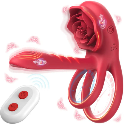 Anneau pénien vibrant en silicone pour point G – Rose, succion clitoridienne, masturbation, jouets sexuels pour couples