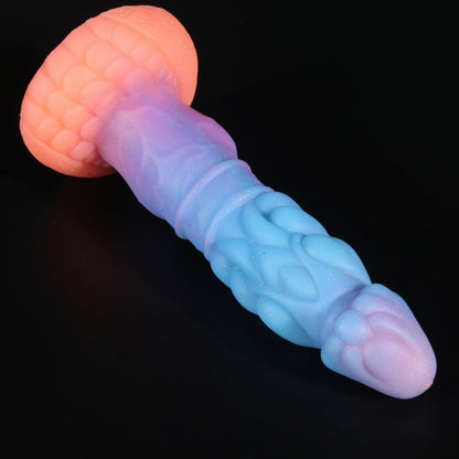 Dragon Fantasy Glowing Dildo Butt Plug with Suction Cup - Liquid Silicone Female Vaginal Masturbation Sex Toys
