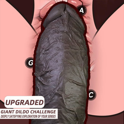 Gode géant en silicone noir réaliste avec ventouse anale et vaginale pour femme