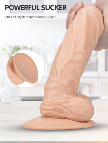 Gode ​​réaliste de 10 pouces de Long-jouets sexuels réalistes de petits testicules de gland de veine pour les femmes