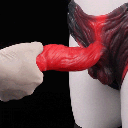 Gaine de pénis fantaisie non coupée - Pantalon d'extension pour homme Crimson Monster Cock Sleeve