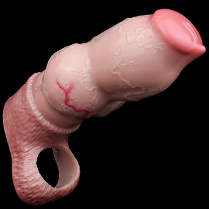 Fantasy Dog Knot Penis Sleeve – Realistic Fleshy Silicone Cock Extender with Ball Loop for Girth & Delay