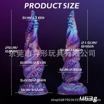 Fantasy Tentacle Dildo Butt Plug with Suction Cup – Purple Silicone Insertable Female Sex Toys