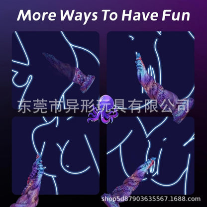 Fantasy Tentacle Dildo Butt Plug with Suction Cup – Purple Silicone Insertable Female Sex Toys
