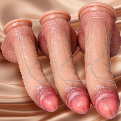 Realistic Dildo with Fleshy Skin Texture - Soft Silicone Suction Cup Dildo for Vaginal & Anal Pleasure