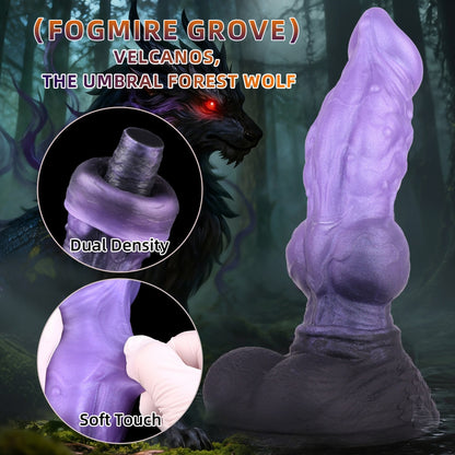 Fantasy Wolf Knot Dildo with Suction Cup - Dual Density Silicone Creature Cock for Orgasmic Massage