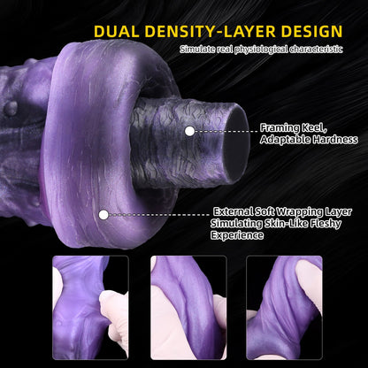 Fantasy Wolf Knot Dildo with Suction Cup - Dual Density Silicone Creature Cock for Orgasmic Massage