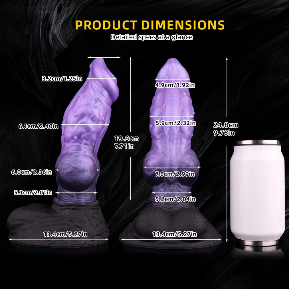Fantasy Wolf Knot Dildo with Suction Cup - Dual Density Silicone Creature Cock for Orgasmic Massage