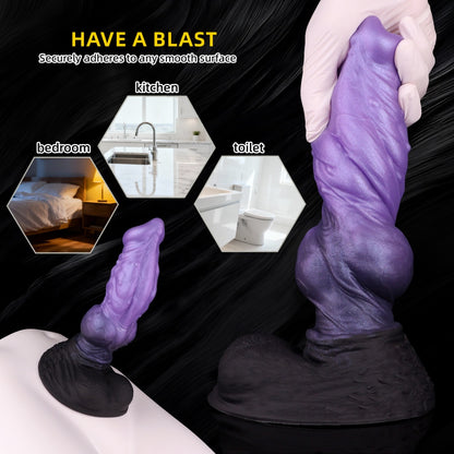 Fantasy Wolf Knot Dildo with Suction Cup - Dual Density Silicone Creature Cock for Orgasmic Massage
