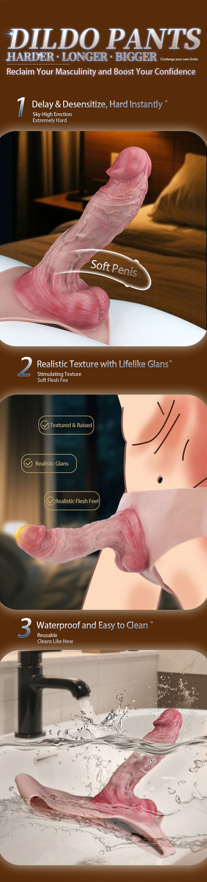 Realistic Wearable Penis Extender Sheath Underwear - Silicone Girth & Length Enhancer Sex Toys