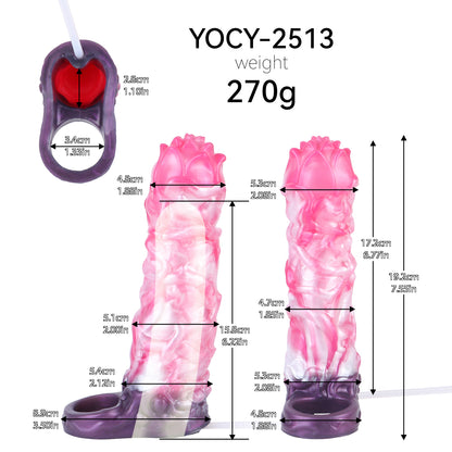 Sacred Lotus Cock Sleeve | Fantasy Squirting Penis Sleeve with Platinum Silicone & Cock Ring