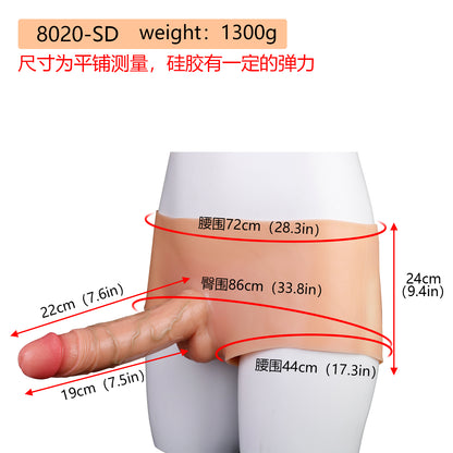 Realistic 8 inch Dildo Panties - Flesh Strap-on Underwear Sex Toys for Women Lesbian Couple