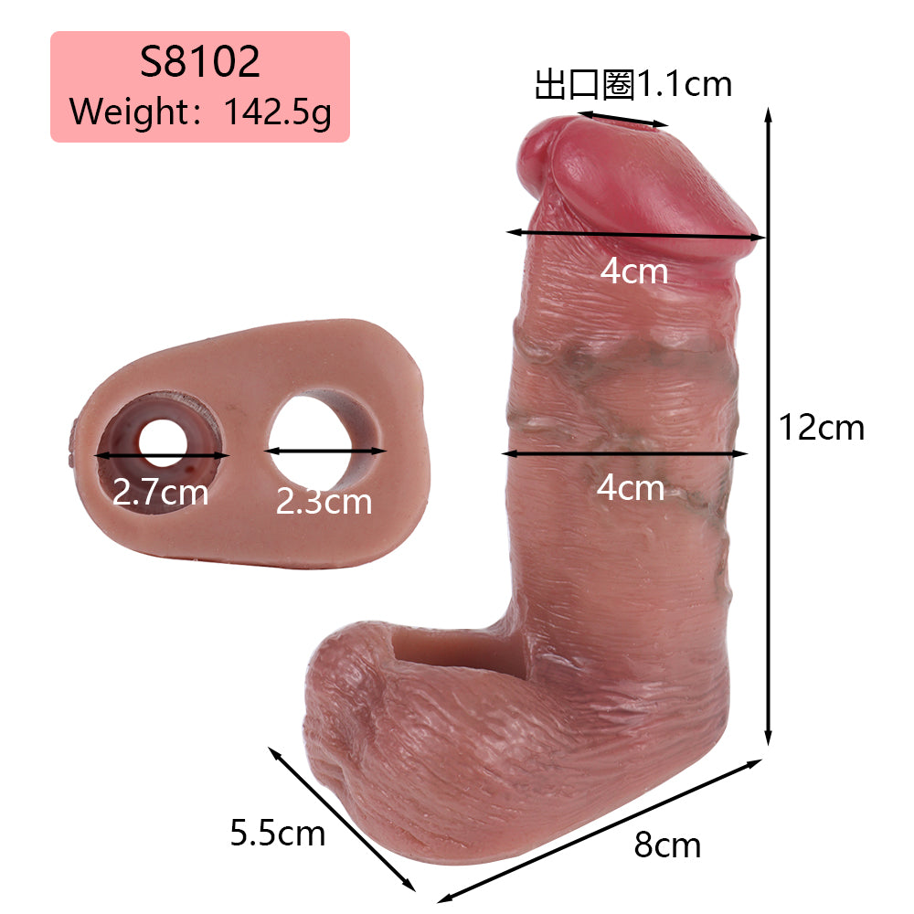 Big Thick Dildo Cock Sleeve Extender - Silicone Soft Lifelike Penis Condom Sex Toy for Men