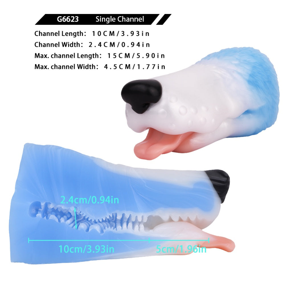 Fantasy Dog-Mouth Blowjob Pocket Pussy - Penis Insertion Massage Silicone Masturbation Toy
