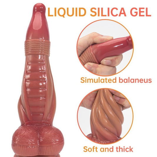 Fantasy Drake's Dick Dildo & Analplug — Rot-violetter Drachenschuppen-Flüssigsilikon-Analsexspielzeug für alle Geschlechter