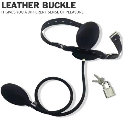 Ball Gag BDSM Toys - Inflatable Butt Plug Leather Buckle Oral Sex Toys